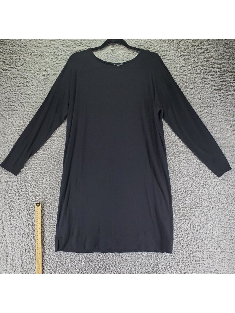 Eileen Fisher Dress Womens Large Black Long Sleeve Relaxed Fit Viscose Stretchy